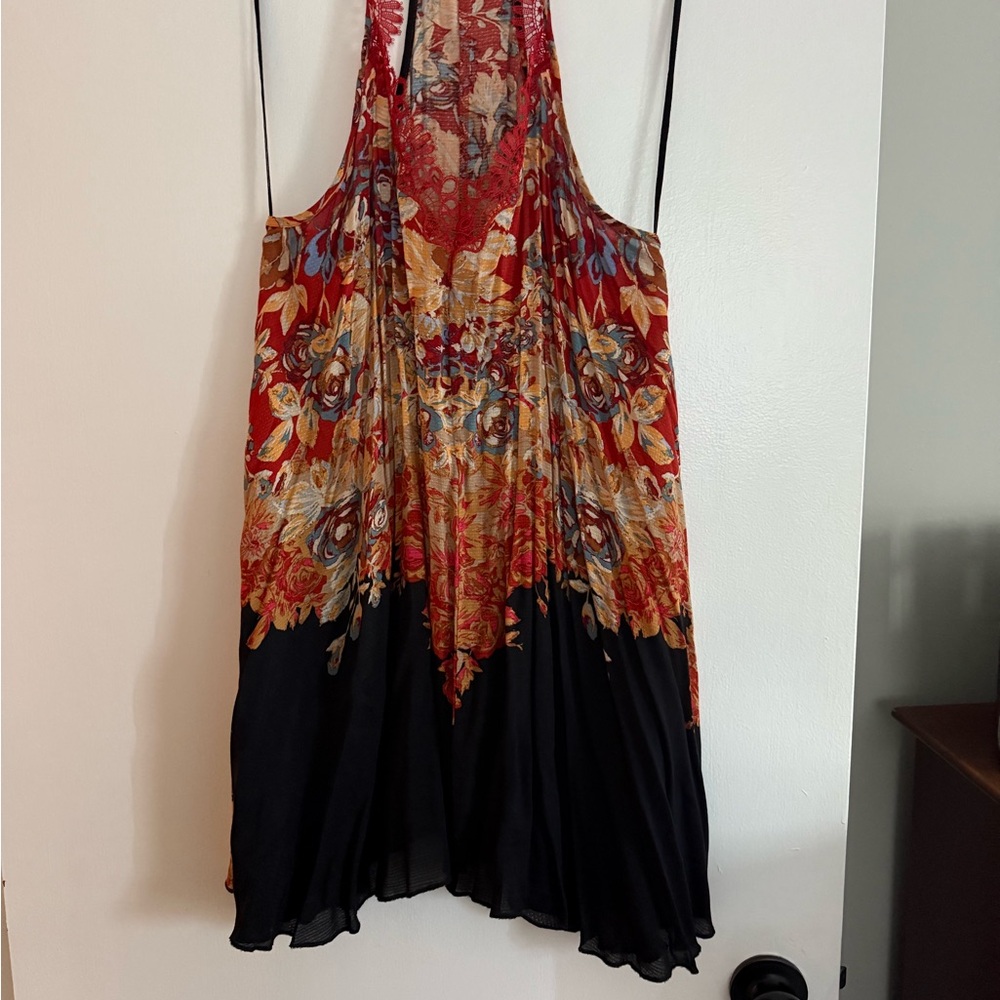Free People Red and Black Floral Mini Dress
